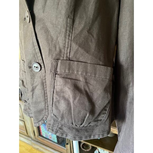Talbots Women's Size 12 Blazer Irish Linen Chocolate Brown - Picture 2 of 5